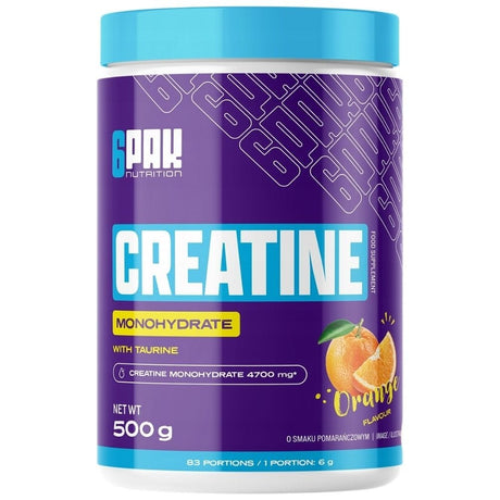6PAK Creatine Monohydrate, Orange Flavour - 500 g
