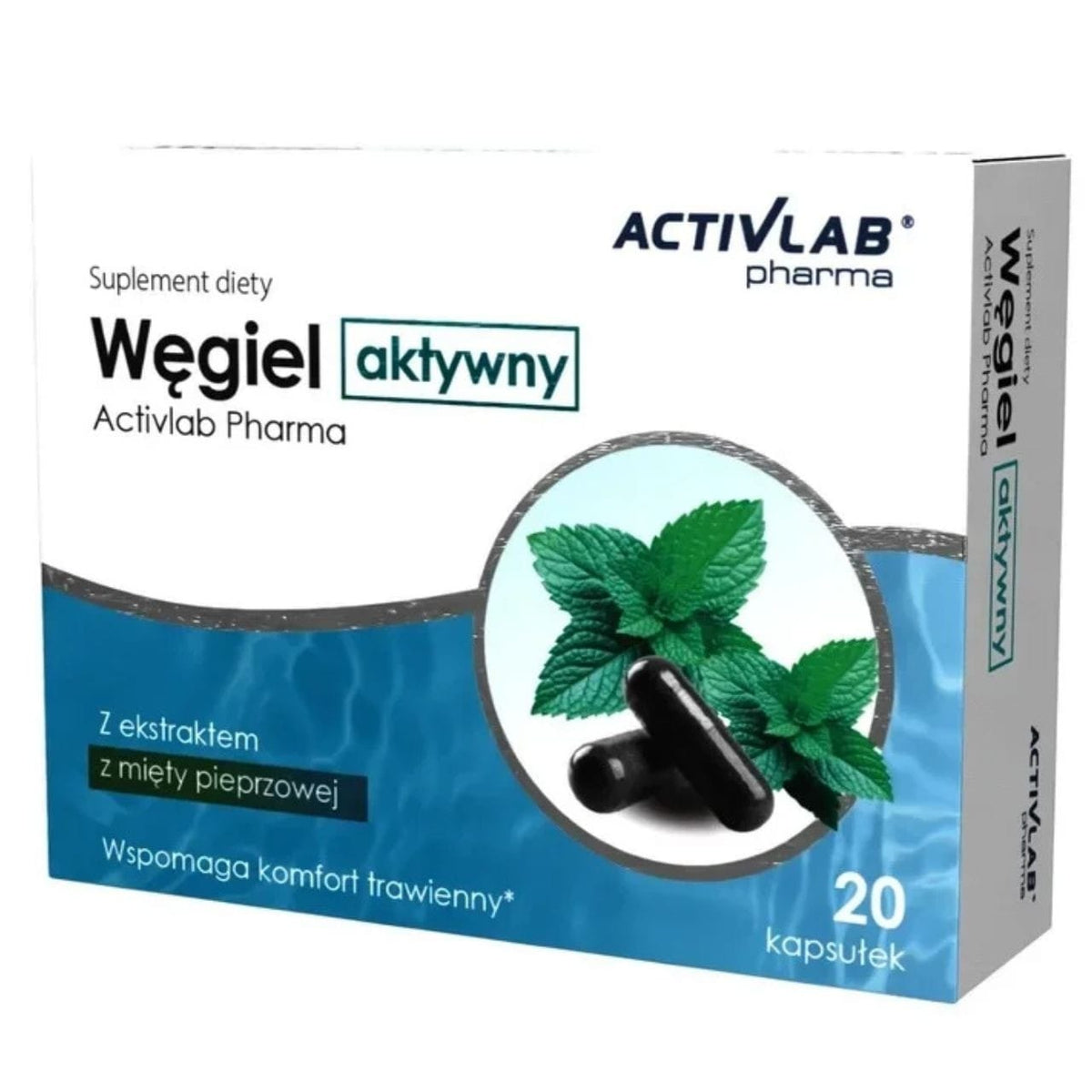 Activlab Activated Charcoal with Peppermint - 20 Capsules
