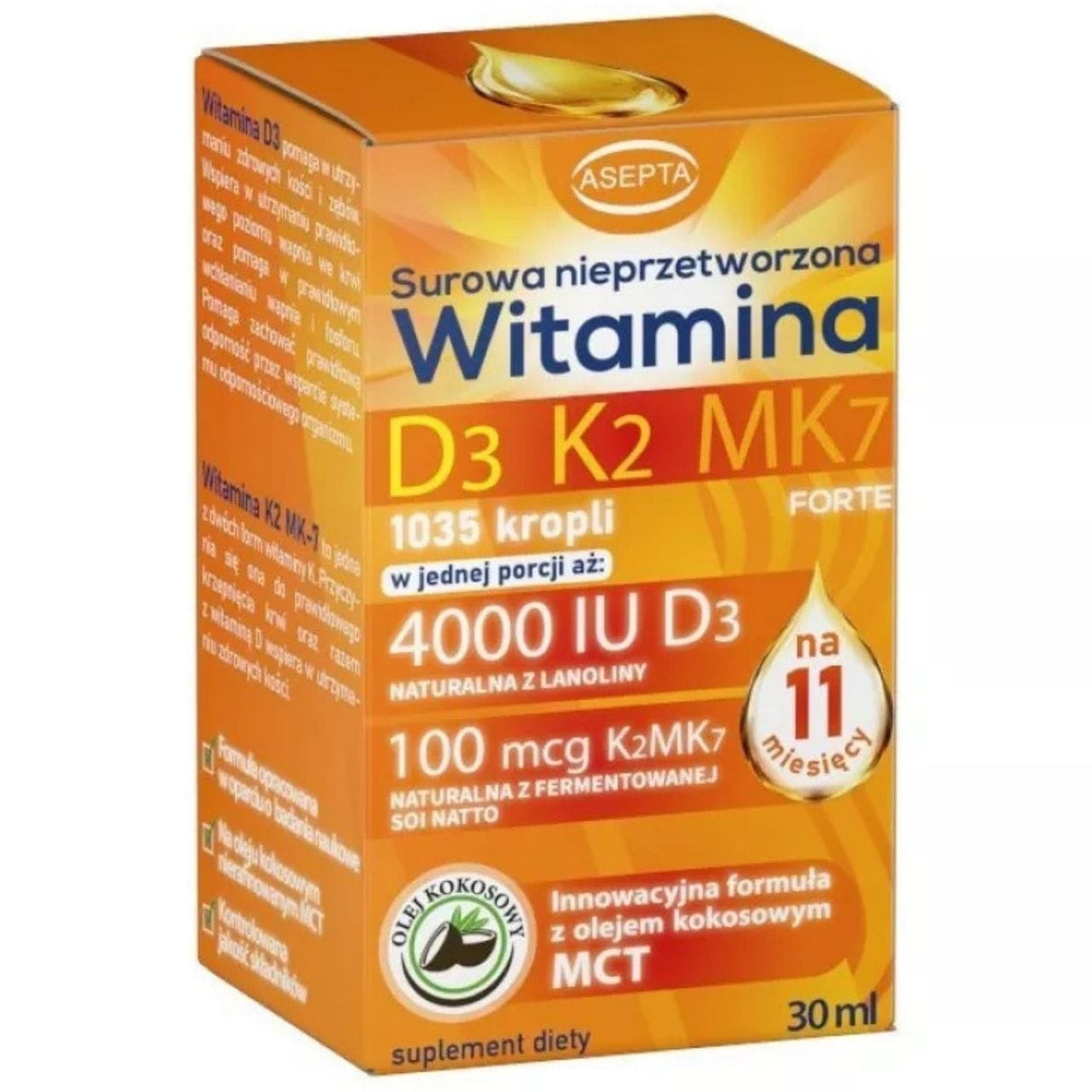 Asepta Vitamin D3 K2 MK7 with MCT Oil - 30 ml