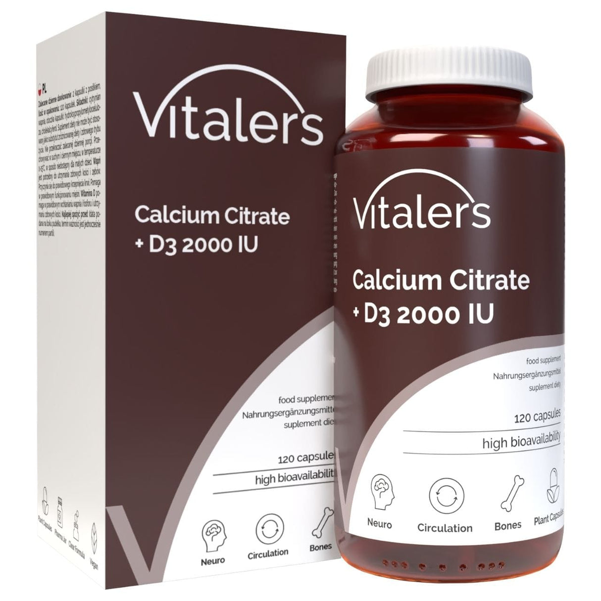 Vitaler's Calcium 120 mg + Vitamin D3 - 120 Capsules