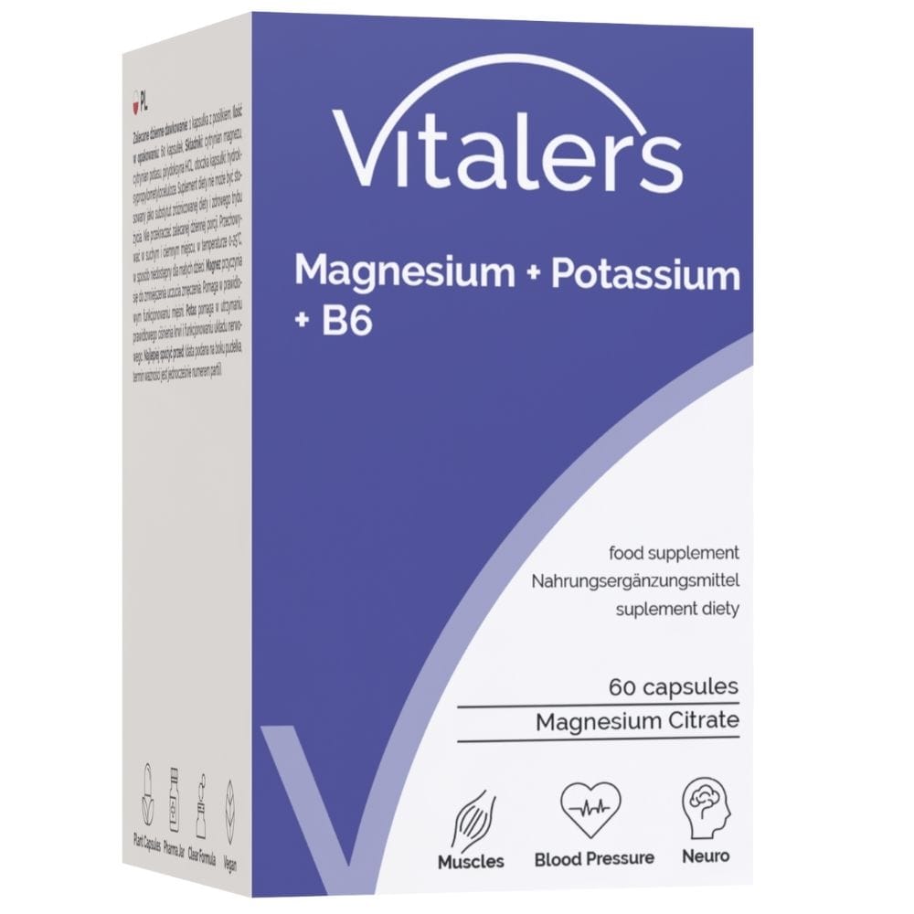 Vitaler's Magnesium 100 mg + Potassium 150 mg + Vitamin B6 6 mg - 60 Capsules