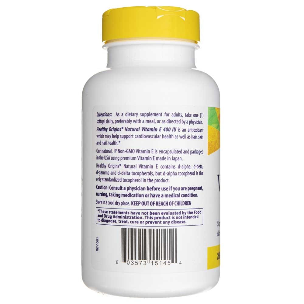 Healthy Origins Vitamin E 400 IU - 180 Softgels