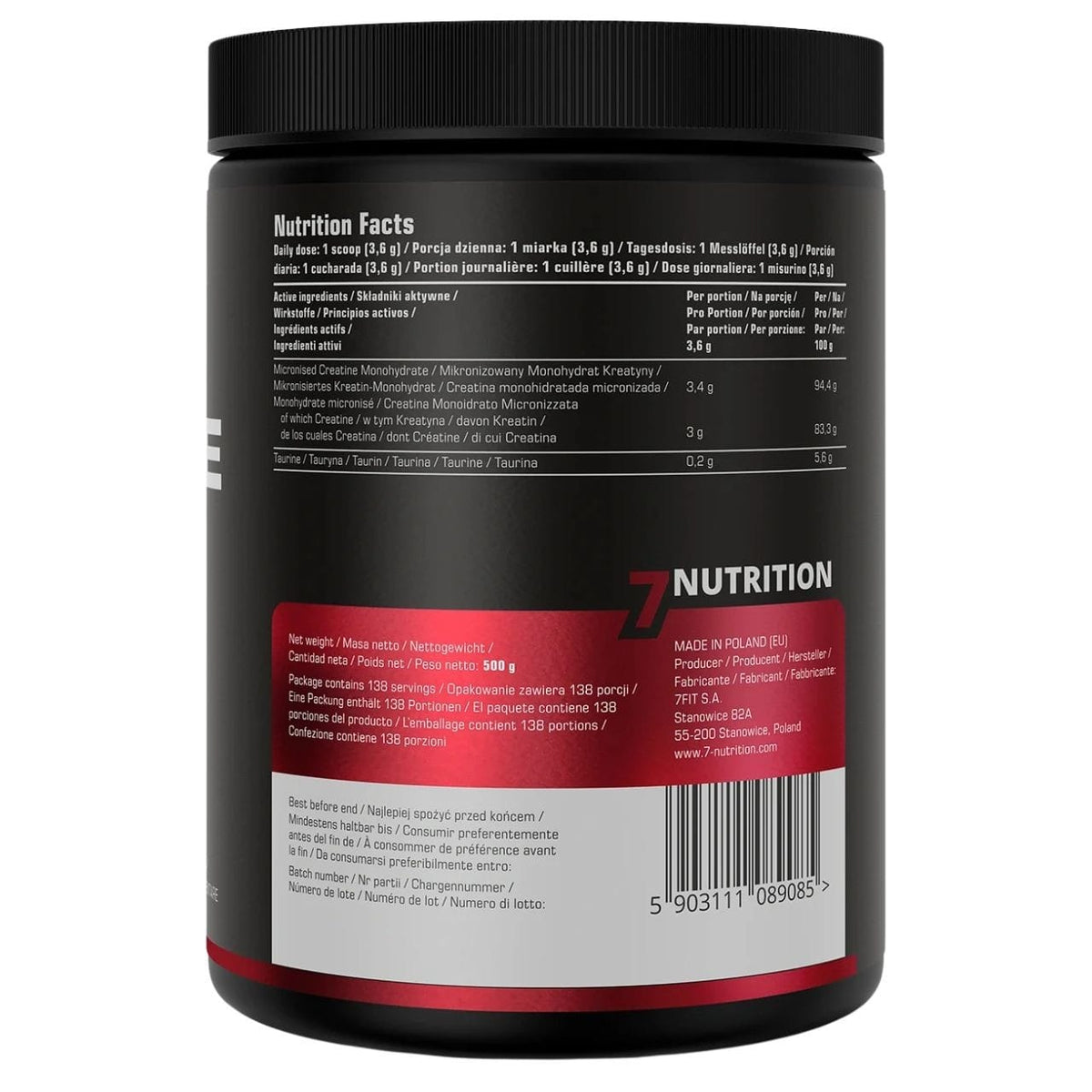 7Nutrition Creatine Monohydrate, Natural - 500 g