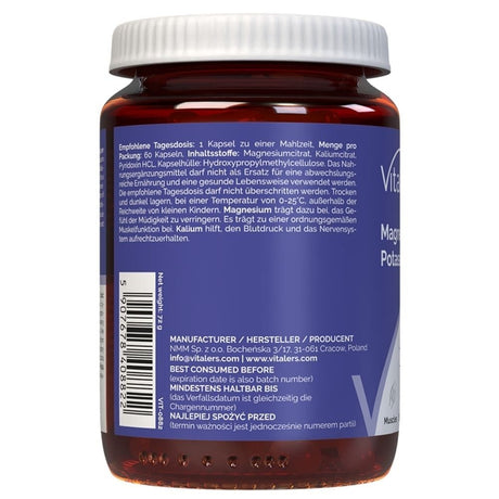 Vitaler's Magnesium 100 mg + Kalium 150 mg + Vitamine B6 6 mg - 60 capsules