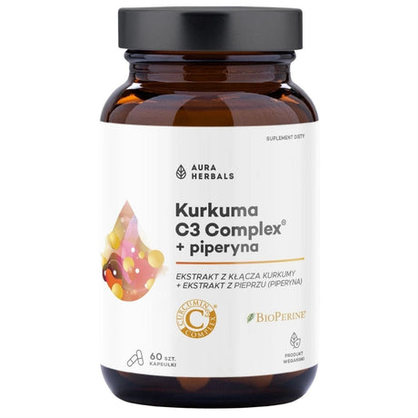 Aura Herbals Turmeric 500 mg C3 Complex + Piperine - 60 Capsules