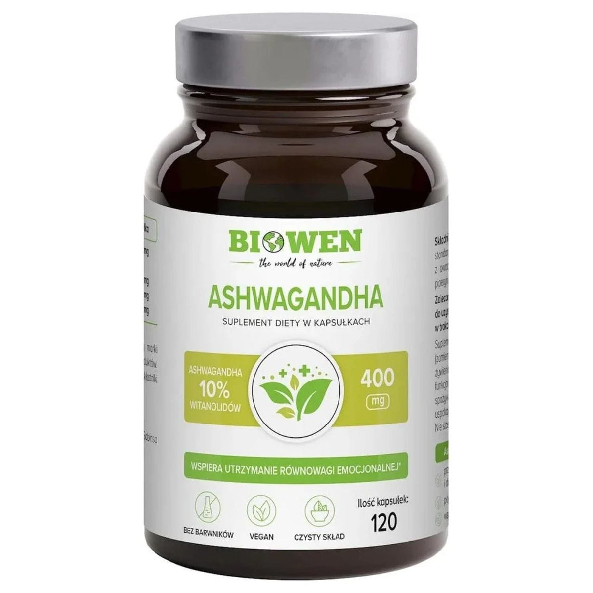 Biowen Ashwagandha Forte, Indian Ginseng 400 mg, 10% Withanolides - 120 Capsules