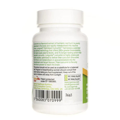 Igennus Longvida Optimized Curcumin - 30 Capsules