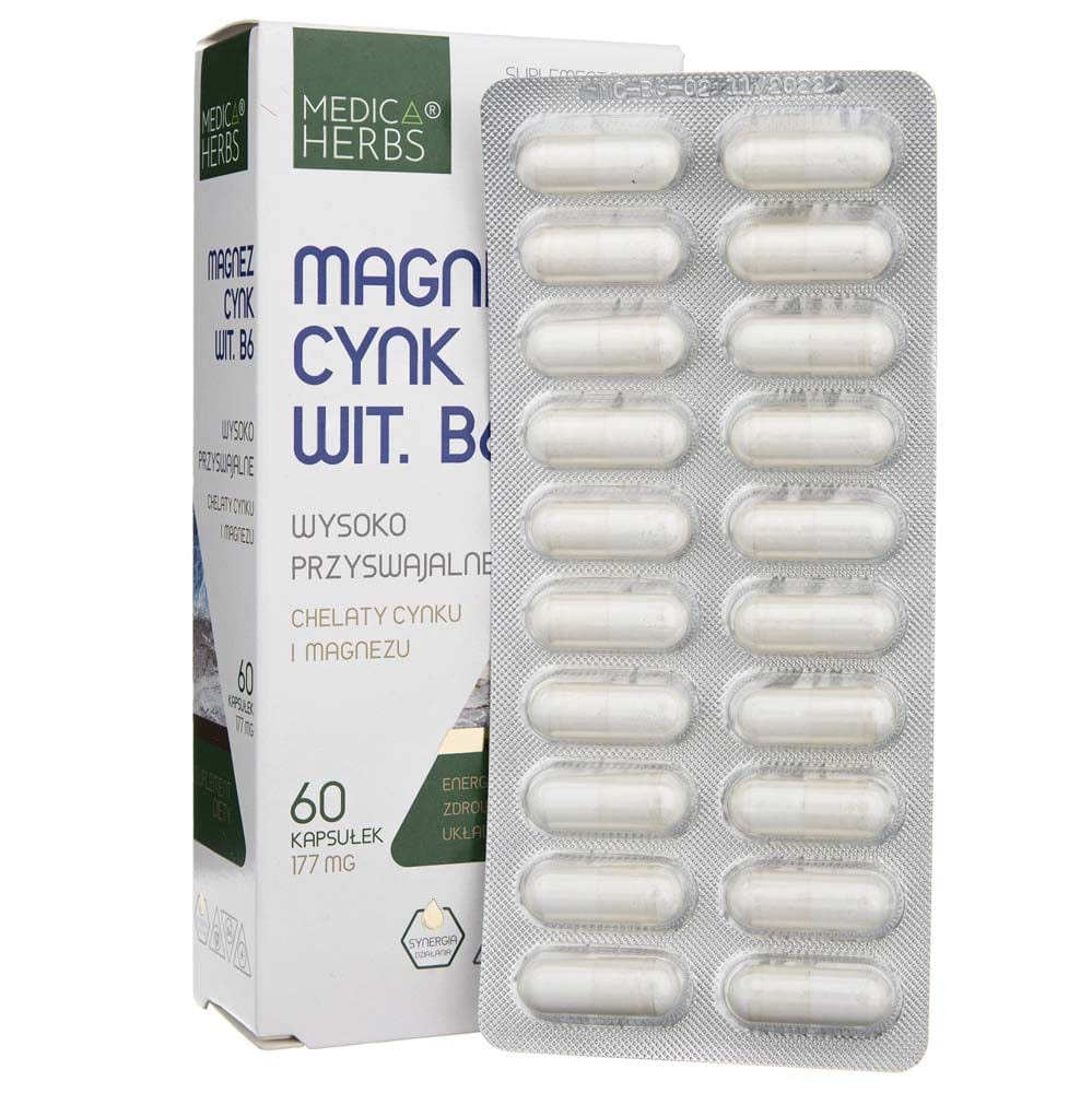 Medica Herbs Magnesium Zinc Vitamin B6 - 60 Capsules