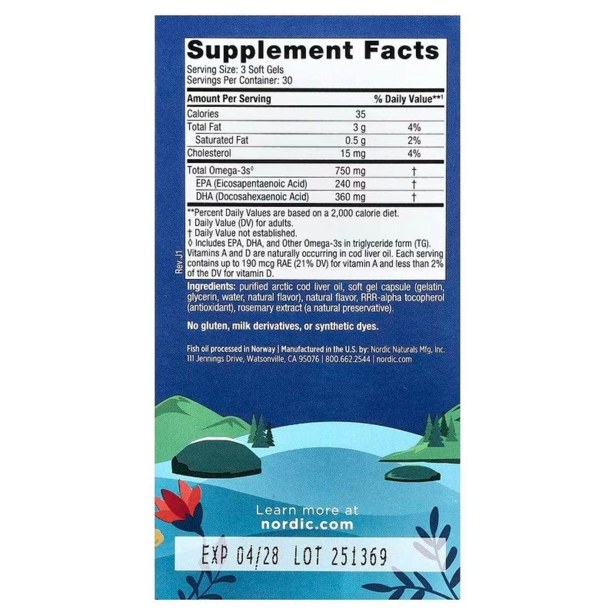 Nordic Naturals Arctic Cod Liver Oil, Lemon - 90 Softgels