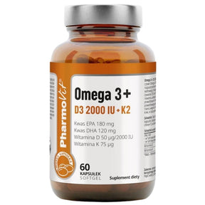 PharmoVit Omega 3 + D3 2000 IU + K2 - 60 Capsules