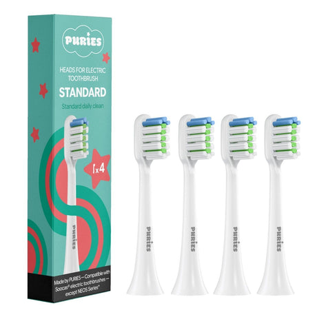 Puries Standard Electric Toothbrush Heads for Soocas - 4 Pieces