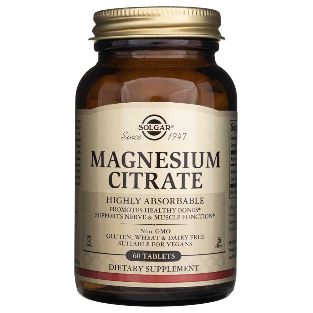 Magnésium Citrate Solgar - Boîte De 60 Comprimés, Date De Péremption 10/2026, Pour Système Nerveux